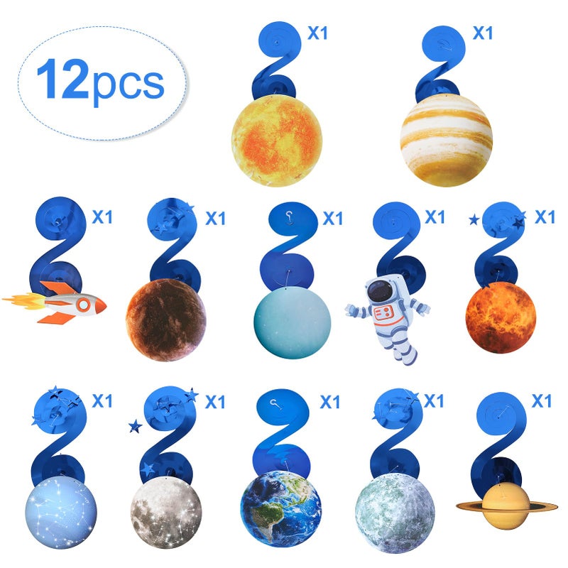 Easy Joy Solar System Hanging Swirl 12 Pieces Decorations Outer Space Party Planets Supplies Space Decorations Party Galaxy Room Decor - Image 3